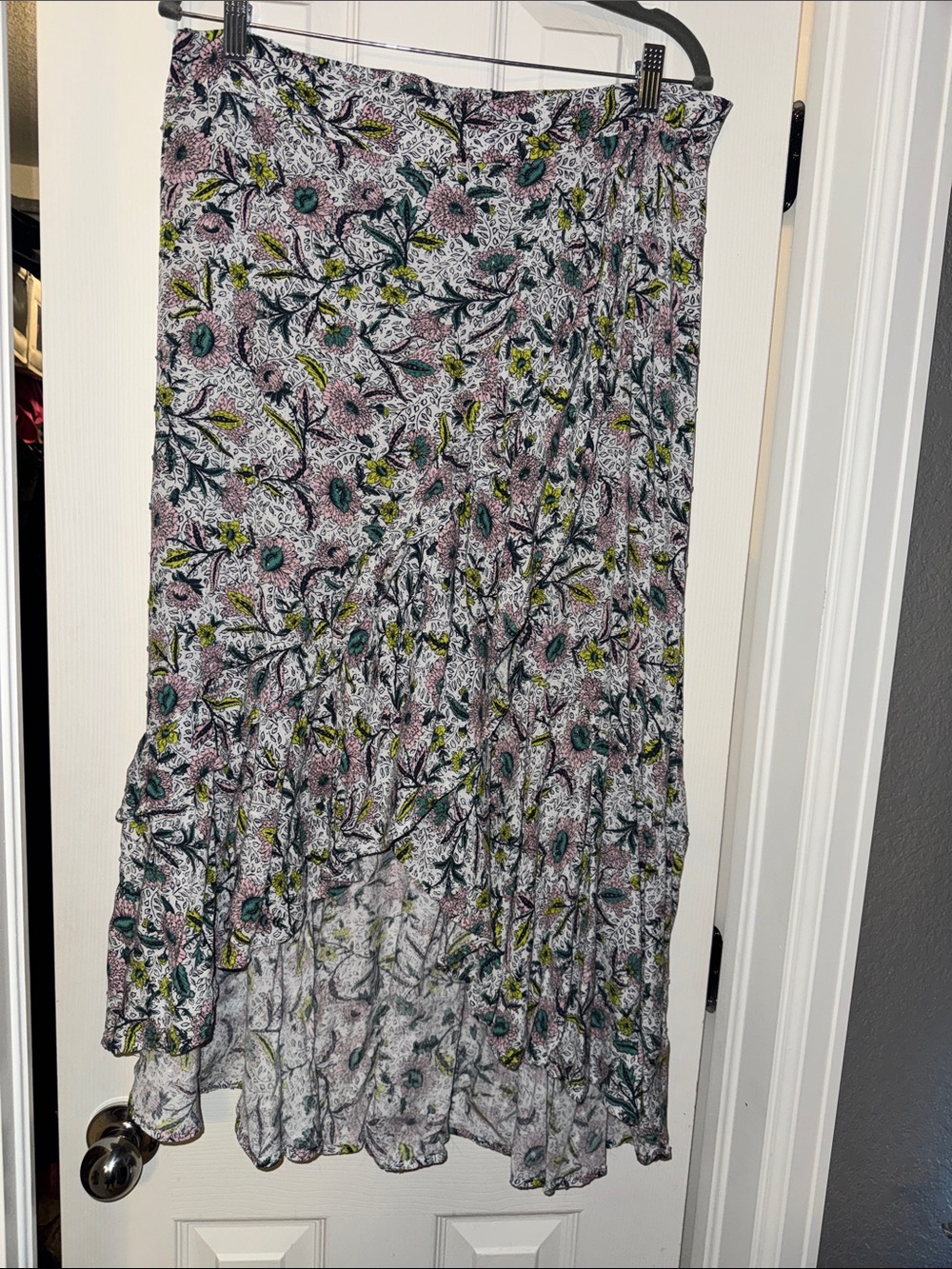 torrid Pink Floral Asymmetrical Ruffle Maxi Skirt
